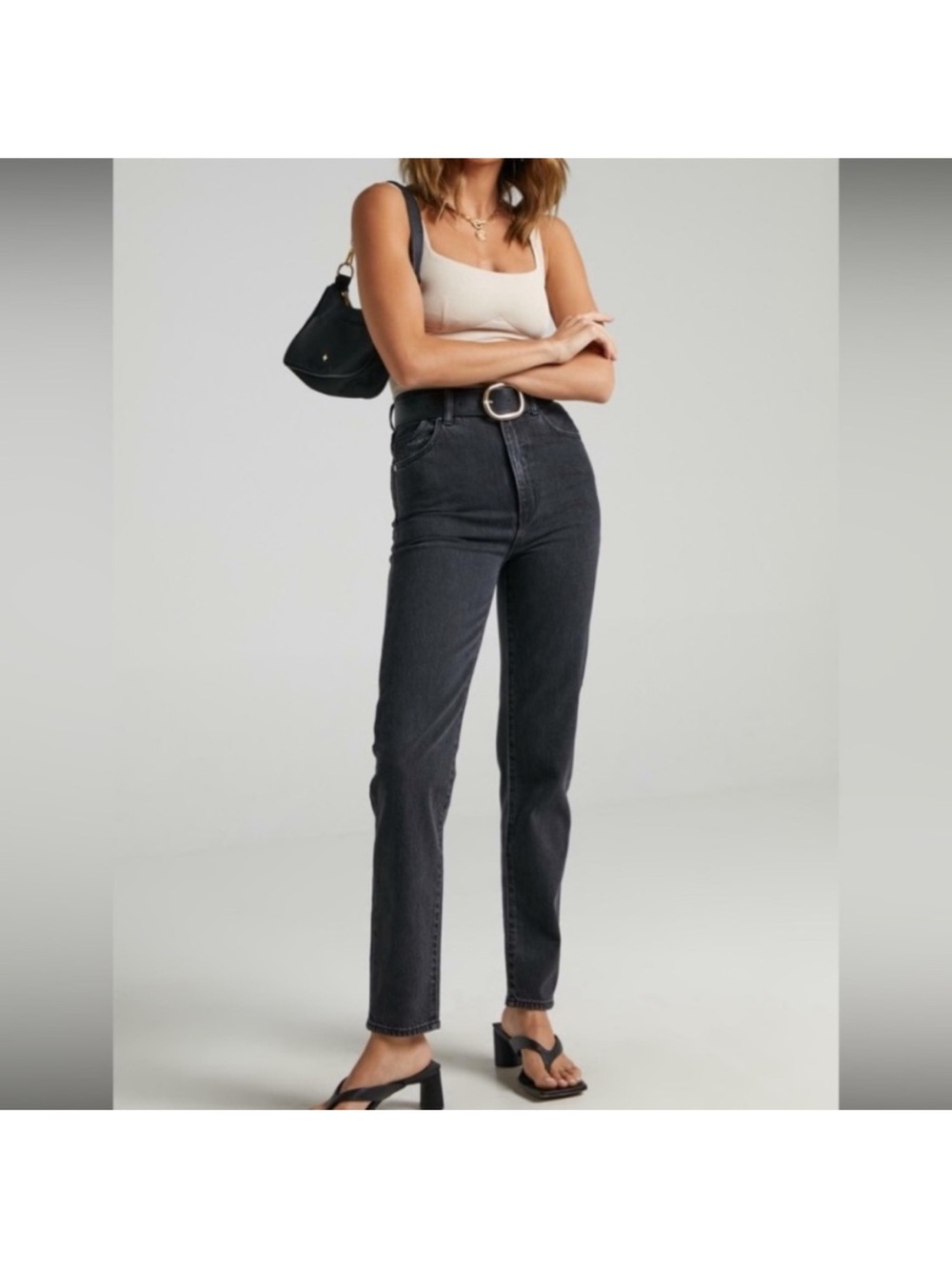 Rollas Dusters High Rise Slim Jeans in Washed Black Size 28